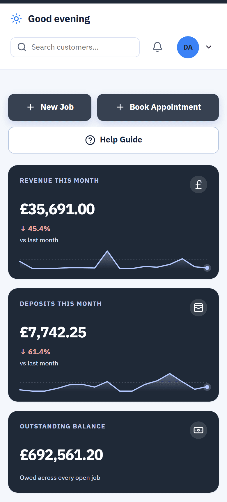The same dashboard on a phone